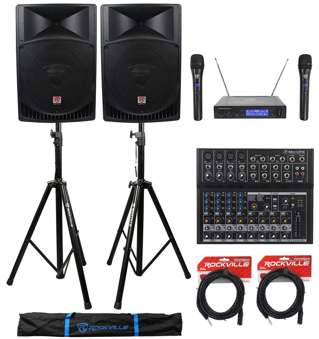 15" Powered PA Speakers 2-Pack with Mixer F55173