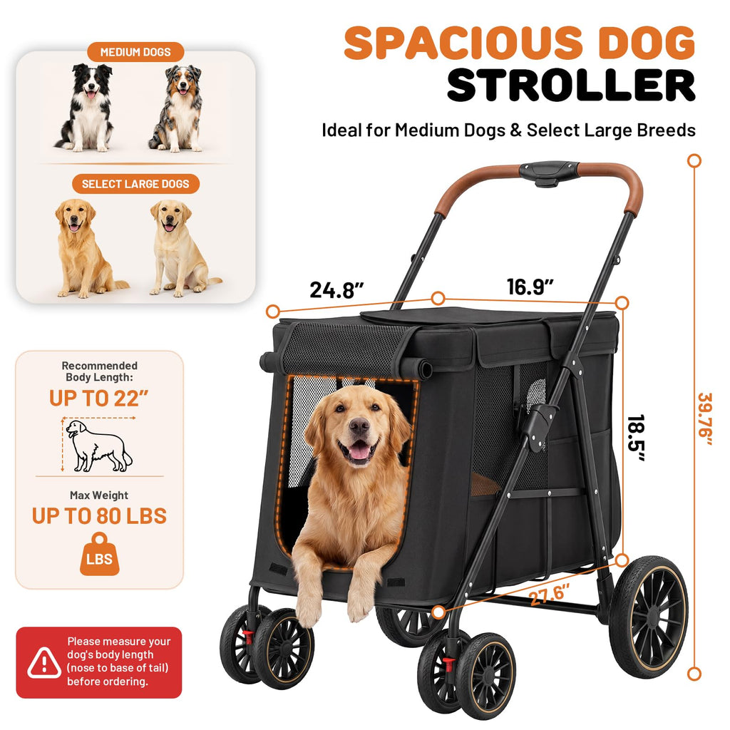 Foldable Pet Stroller up to 80 lbs with All-Terrain Wheels F156