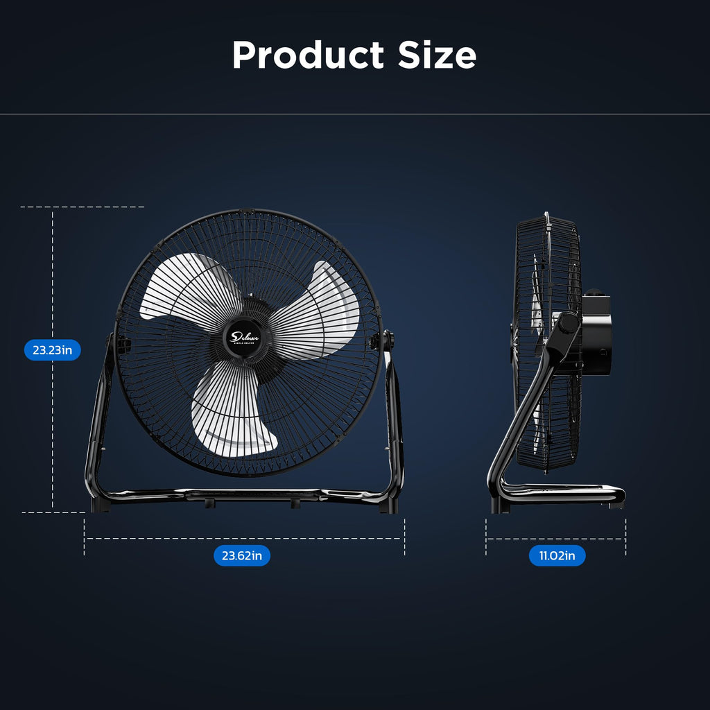 20 Inch 3-Speed High Velocity Metal Industrial Floor Fan, Black A33657