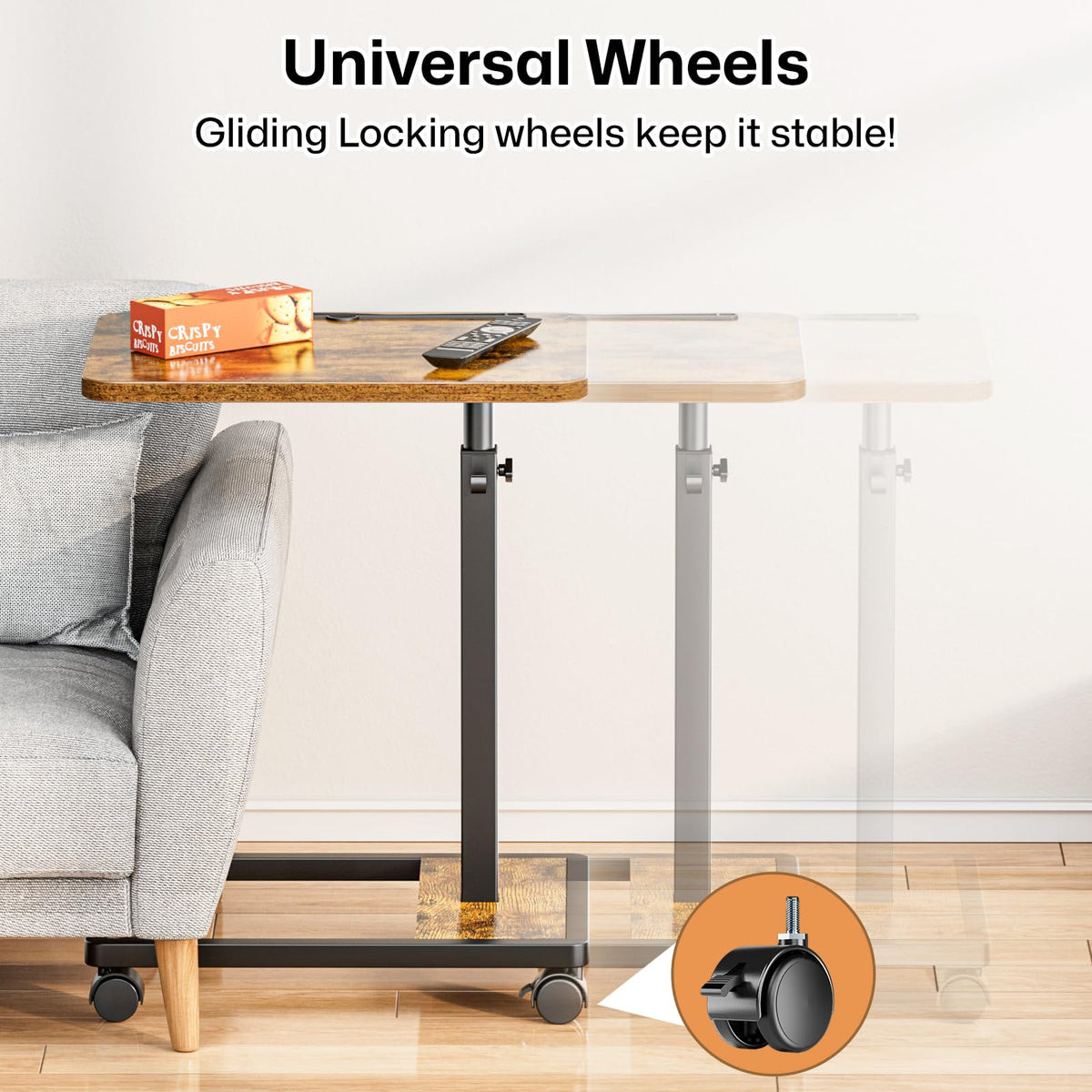 Adjustable TV Tray Table with Wheels B554680