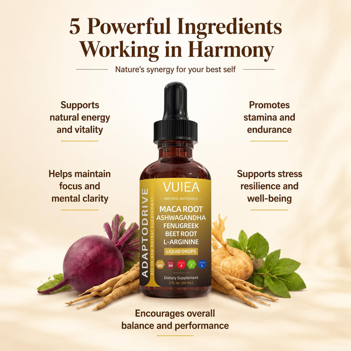 Maca Root Liquid Supplement with Ashwagandha Fenugreek Beet Root 2 fl oz O23352