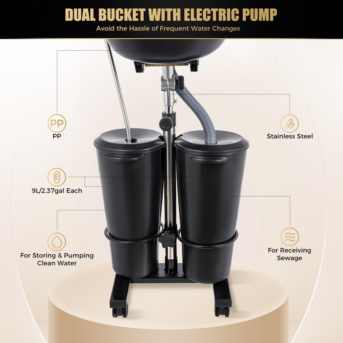 Portable Standing Shampoo Bowl with Drain Hose X4794