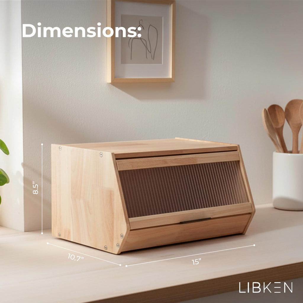 Wooden Bread Box with Plastic Lid P4376