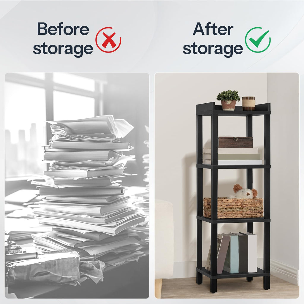 Black 4-Tier Wooden Bookcase A770