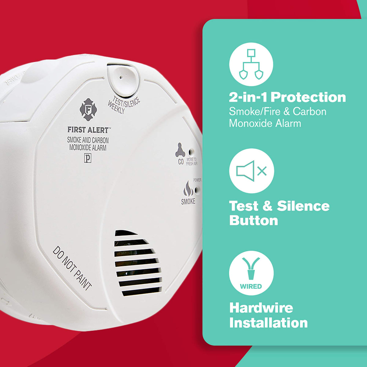 Hardwired Smoke and Carbon Monoxide Detector with Battery Backup, 3-Pack W747208