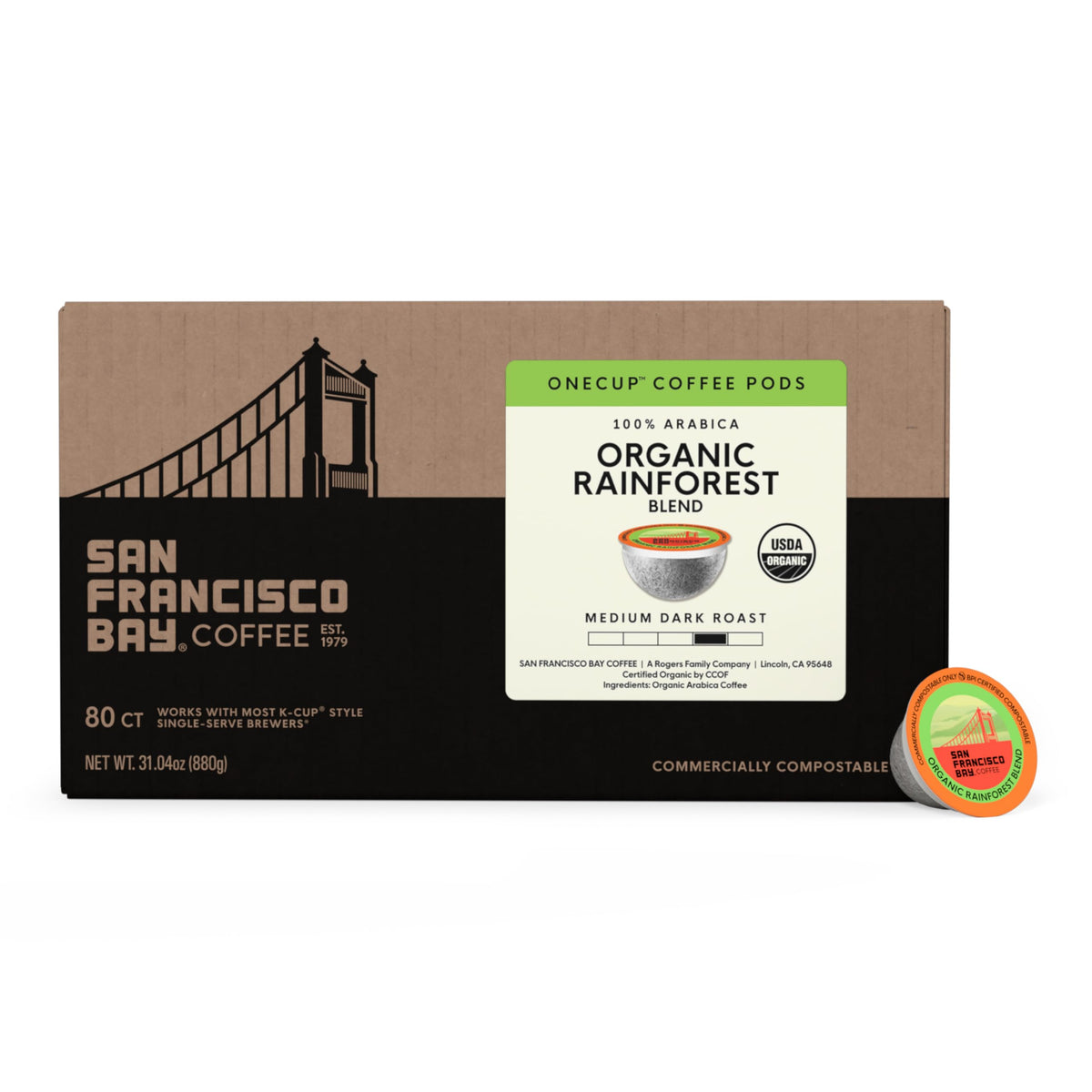Organic Rainforest Blend K-Cup Compatible Pods, 80 ct D738