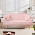 Pink Teddy Fabric Convertible Futon Sofa Bed D503563