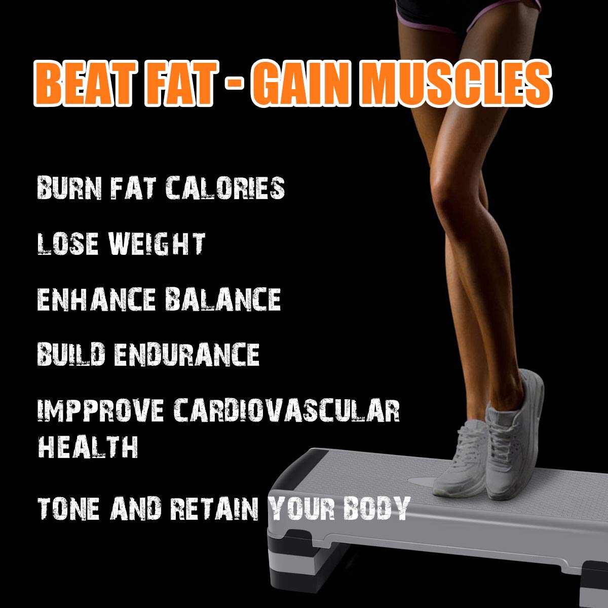 35" Height-Adjustable Non-Slip Aerobic Step Platform O2010