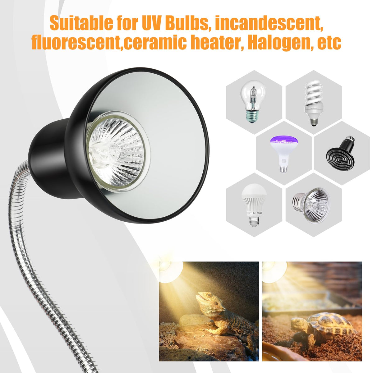 Reptile Heat Lamp UVA/UVB Light with 25W and 50W Bulbs P88451