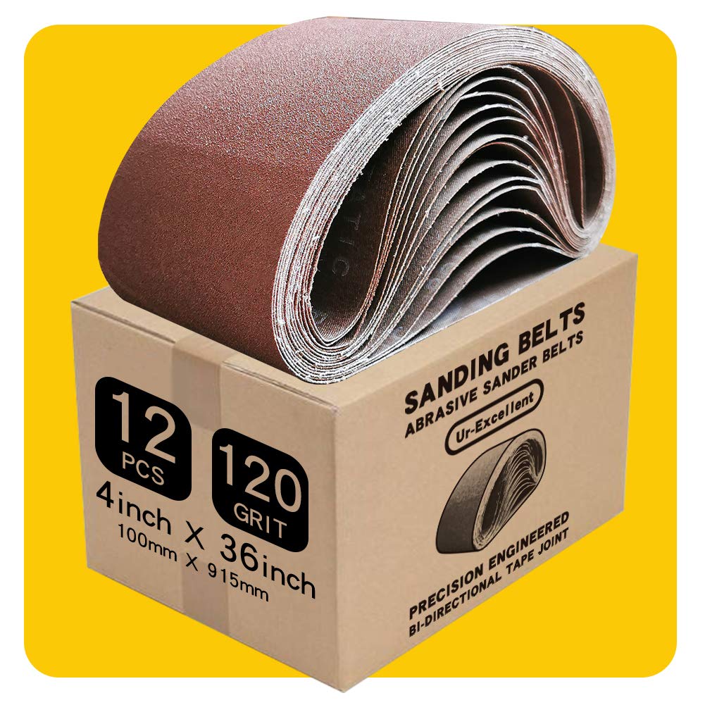 36 Inch 120 Grit Aluminum Oxide Sanding Belt 12 Pack H3691
