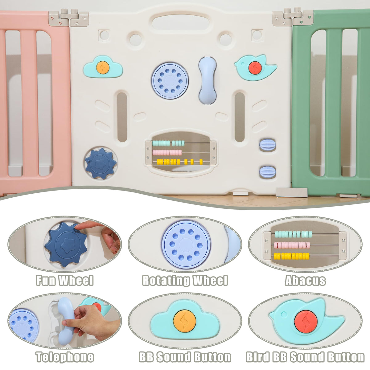 Foldable 14 Panels Baby Playpen D70625