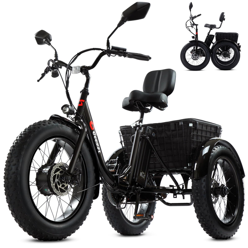 Folding Electric Tricycle for Adults, 20"x4" Fat Tire, Peak 500W 36V13Ah U1674