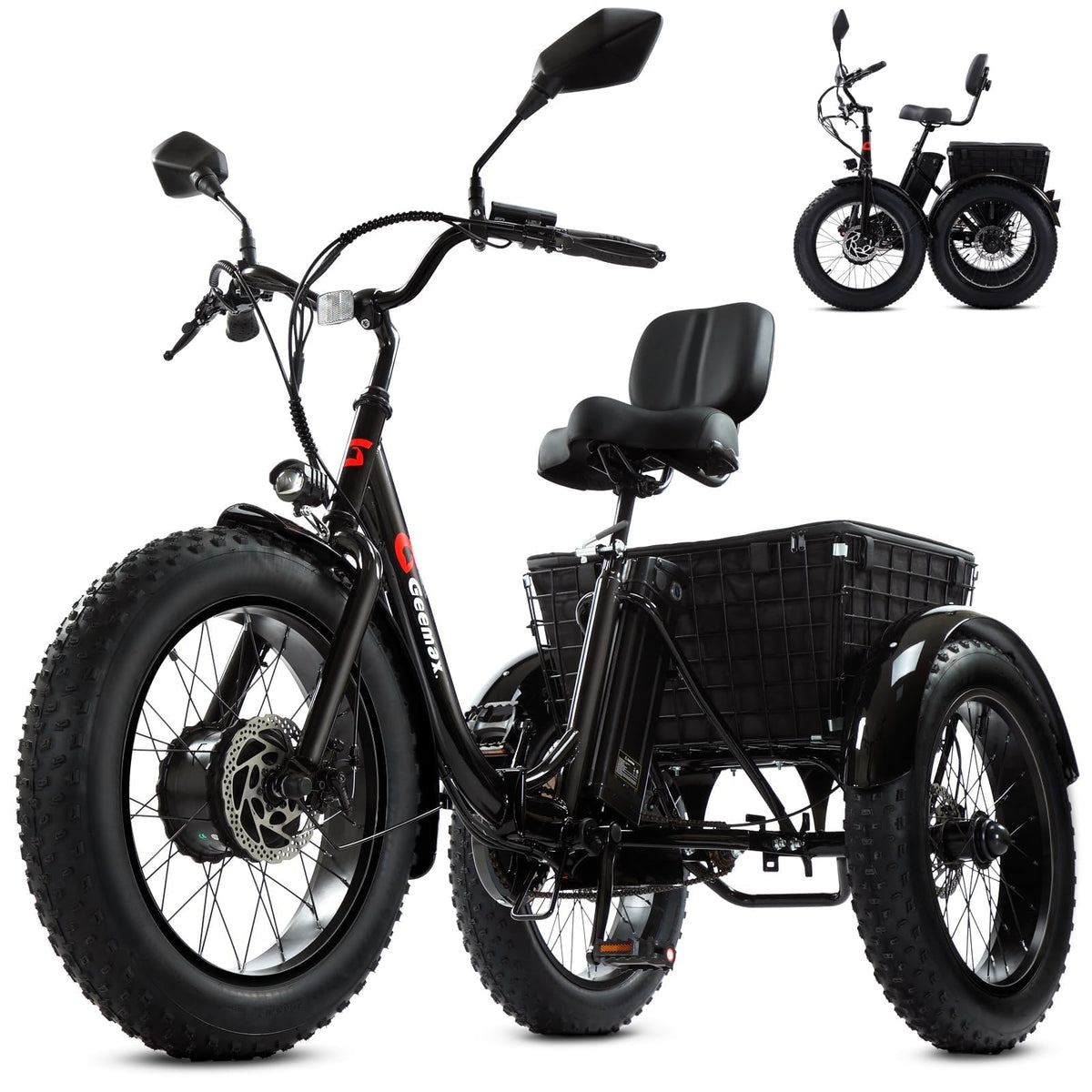 Folding Electric Tricycle for Adults, 20"x4" Fat Tire, Peak 500W 36V13Ah U1674