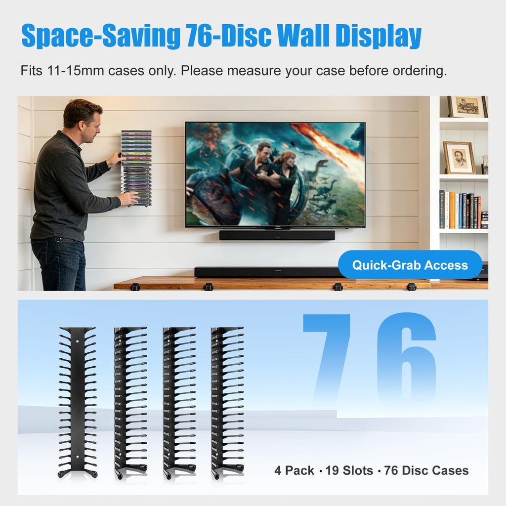 Anti-Drop CD Storage Shelf Wall Mount 4 Pack L425