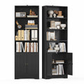 71''H 6-Shelf Black Bookcase with Doors X418917