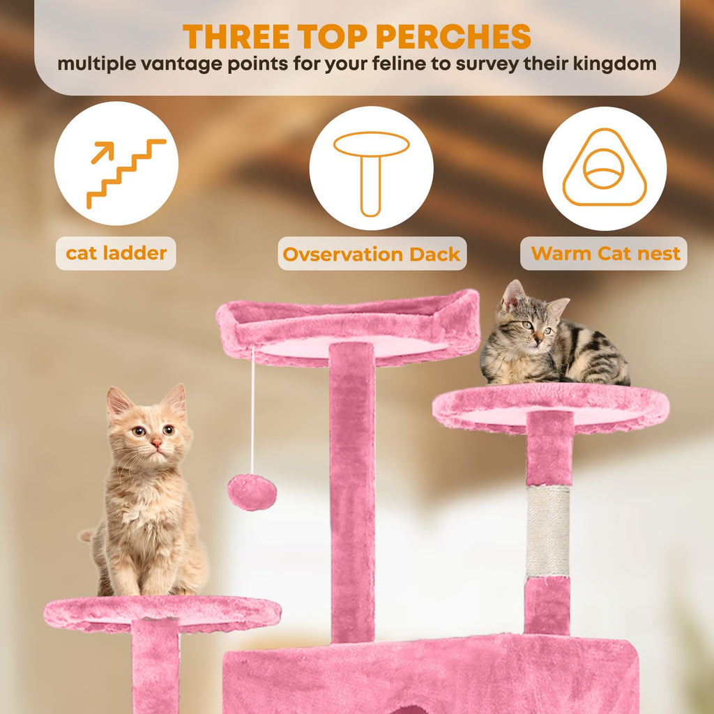 70in Pink Cat Tree with Scratching Post B4565