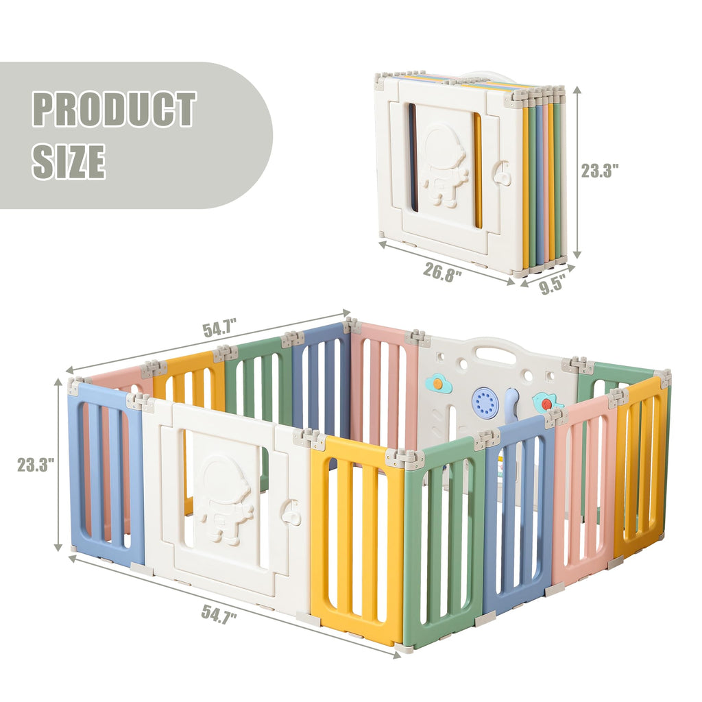 Foldable 14 Panels Baby Playpen D70625