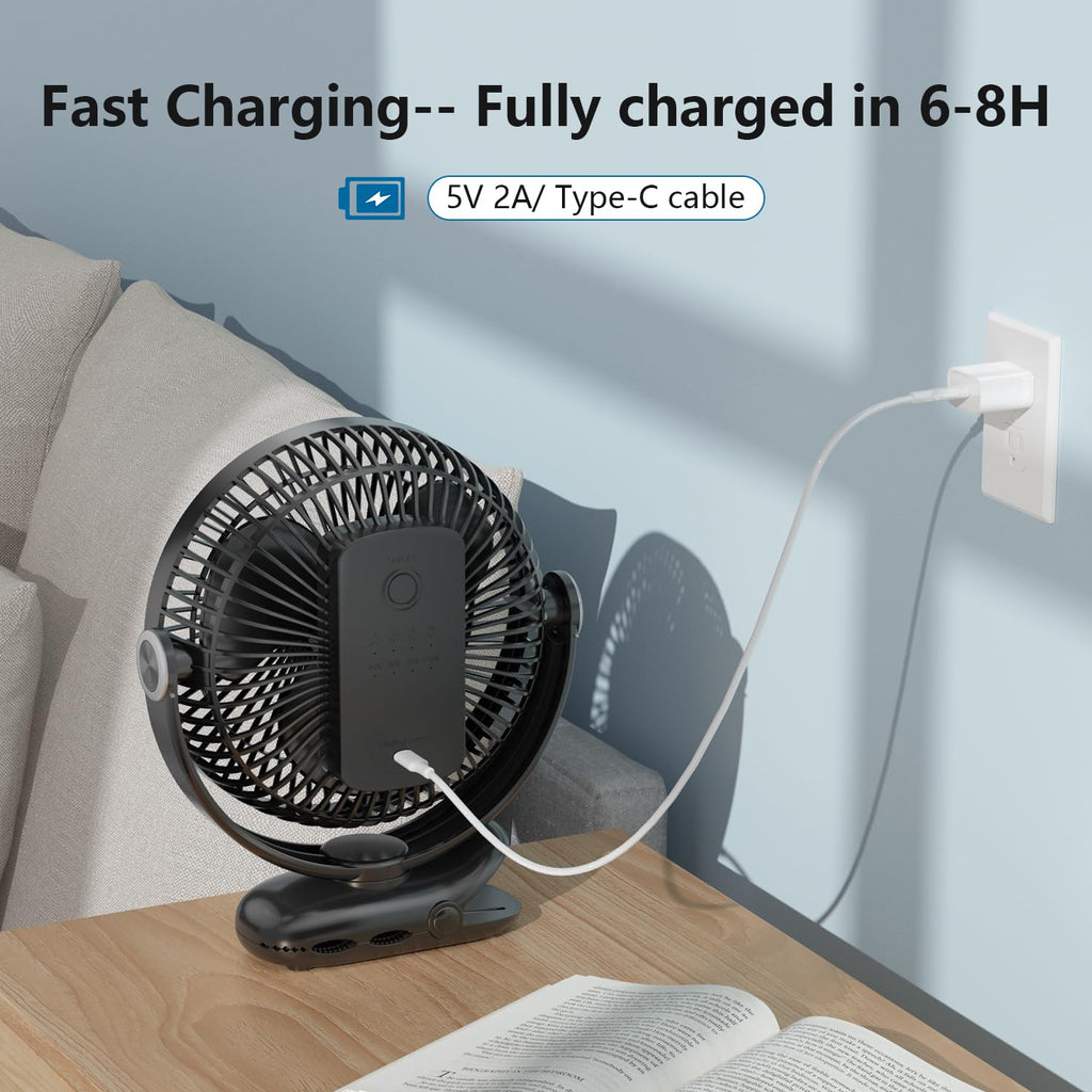 10000mAh 8-Inch Rechargeable Clip on Fan Z3921