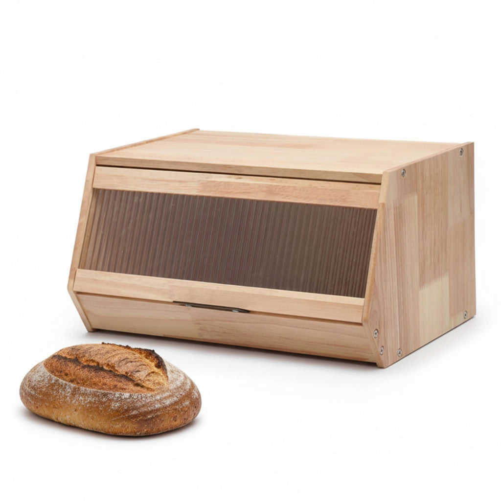 Wooden Bread Box with Plastic Lid P4376