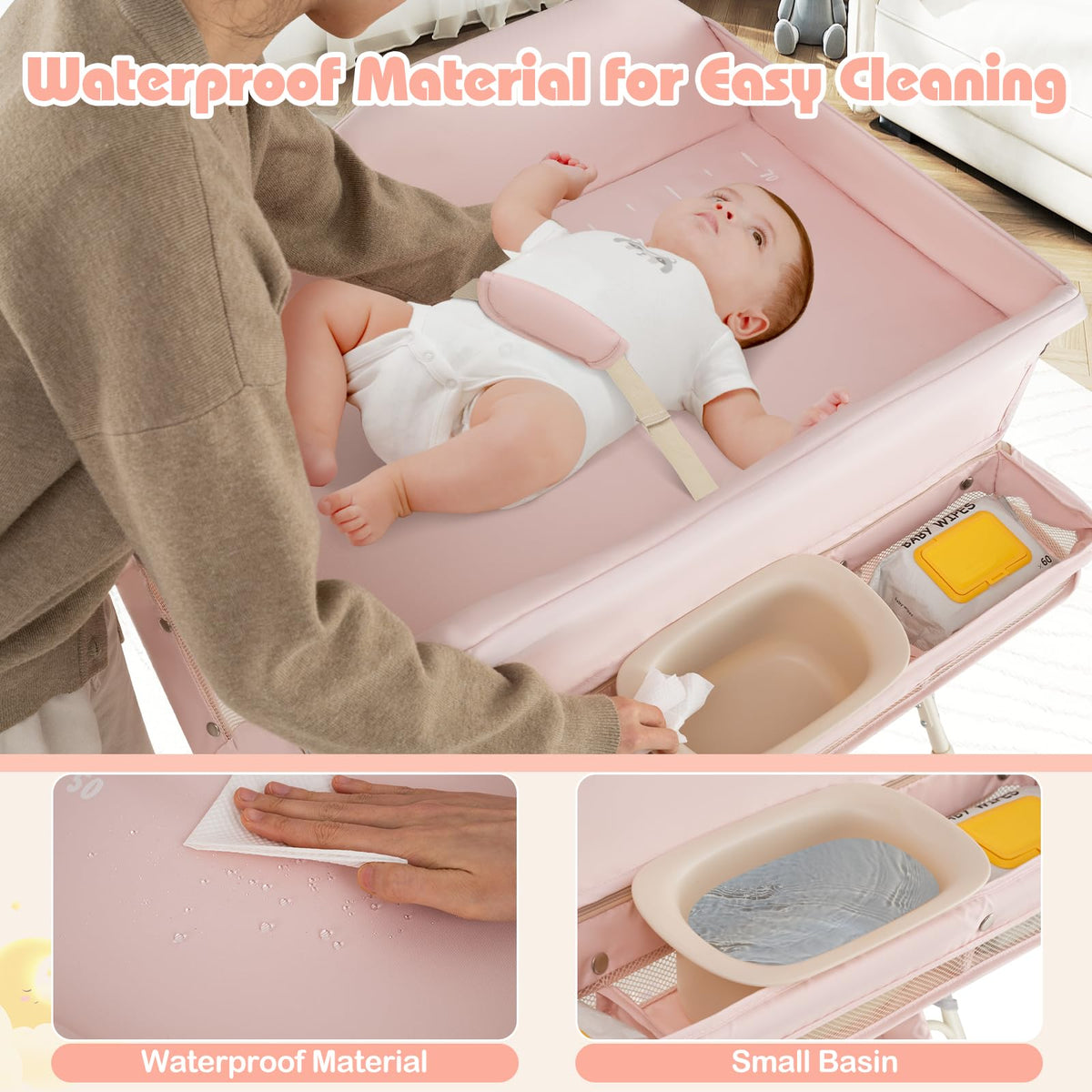 Portable Baby Changing Table with Wheels Q356