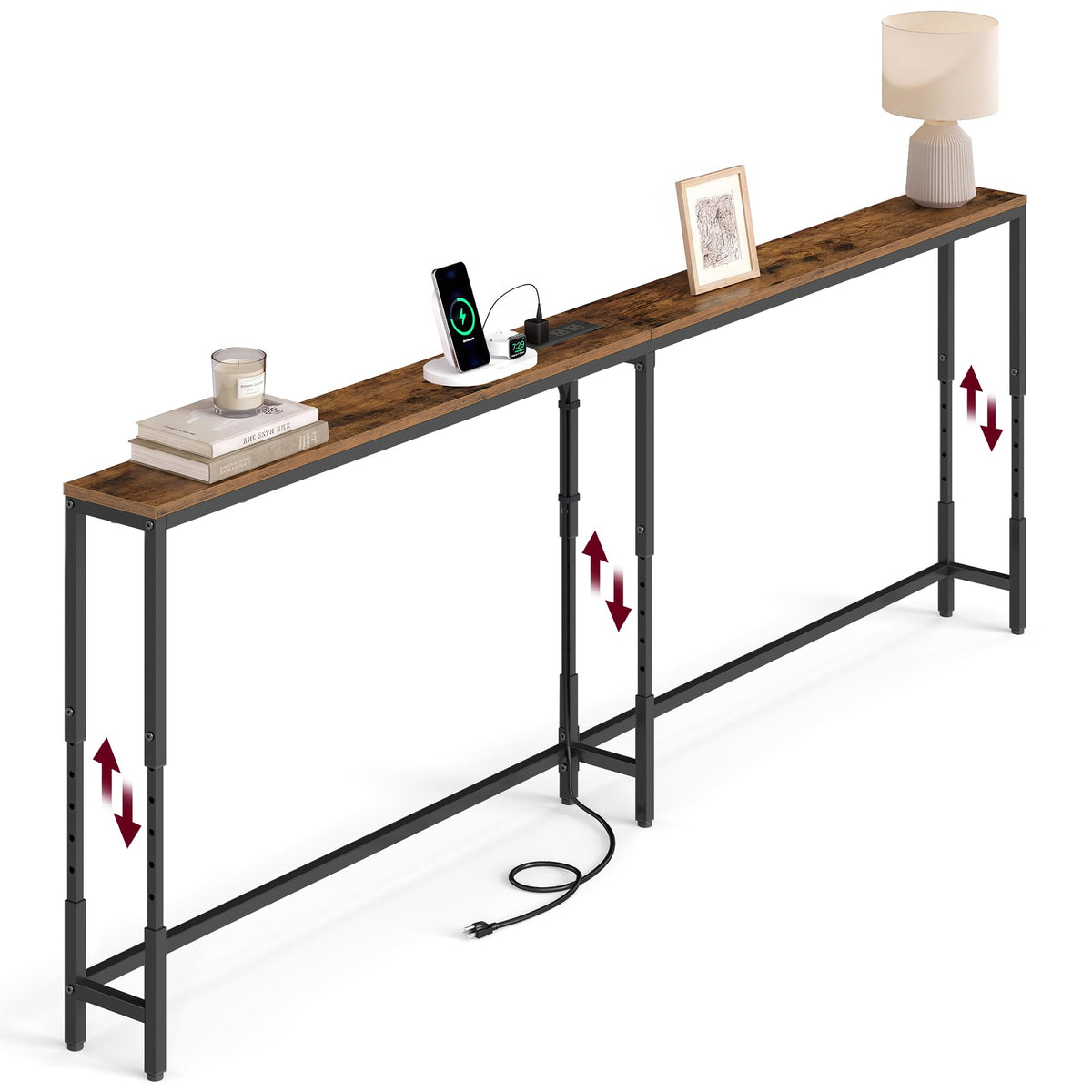 78.7" Height Adjustable Console Table with Power Outlet S698887