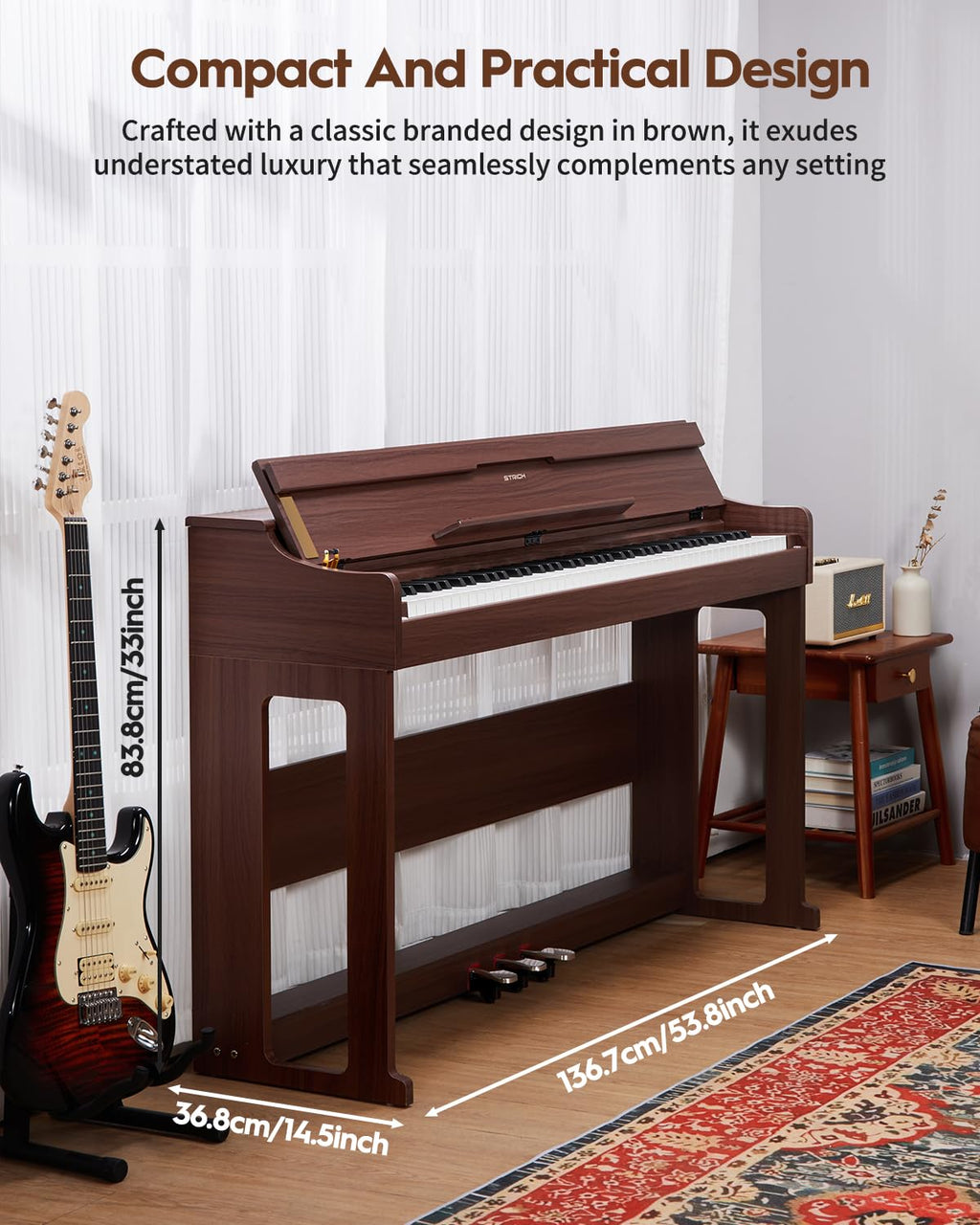 88 Keys Hammer-Action Fully Weighted Digital Piano with Furniture Stand Q2366