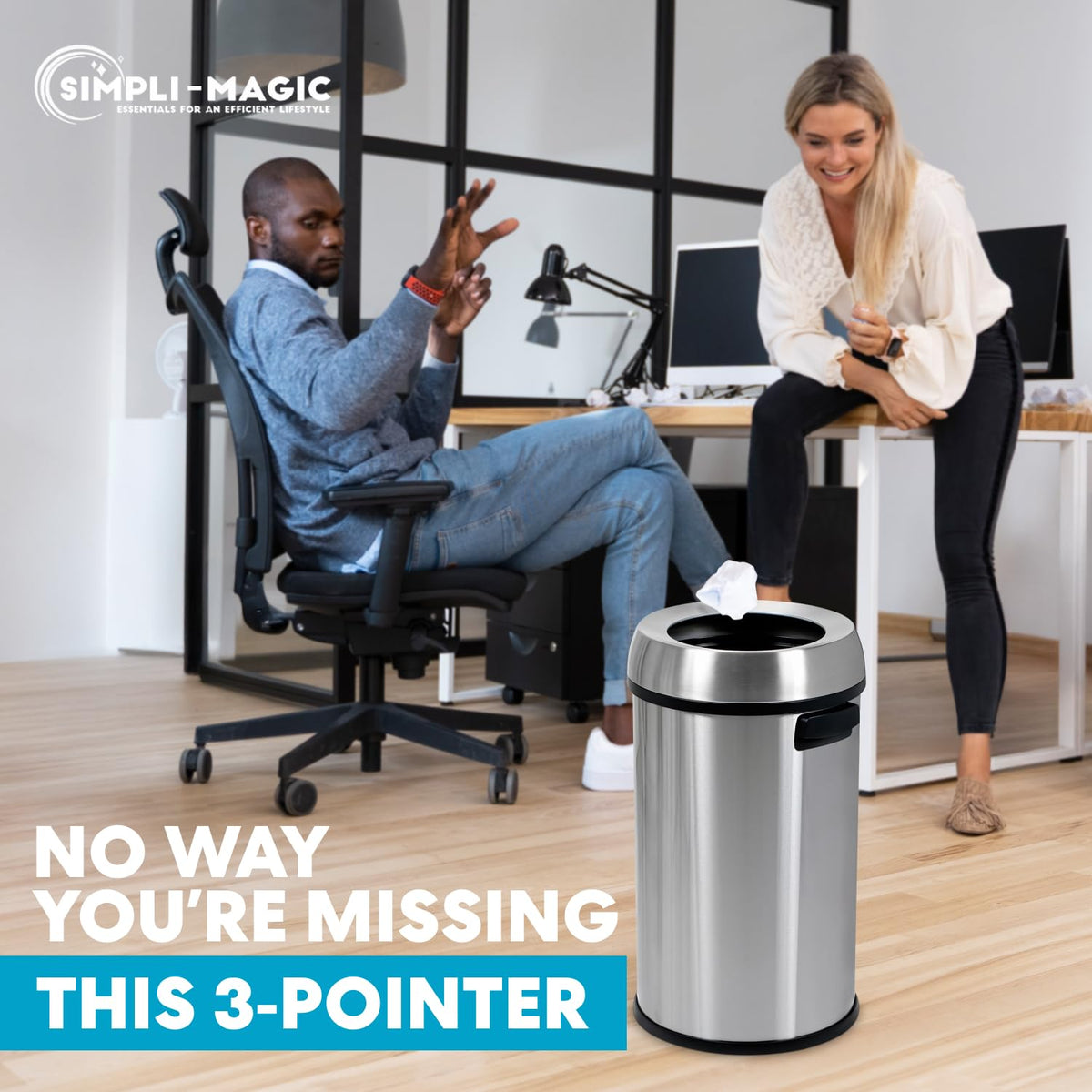 65 Liter Open Top Stainless Steel Trash Can K68587