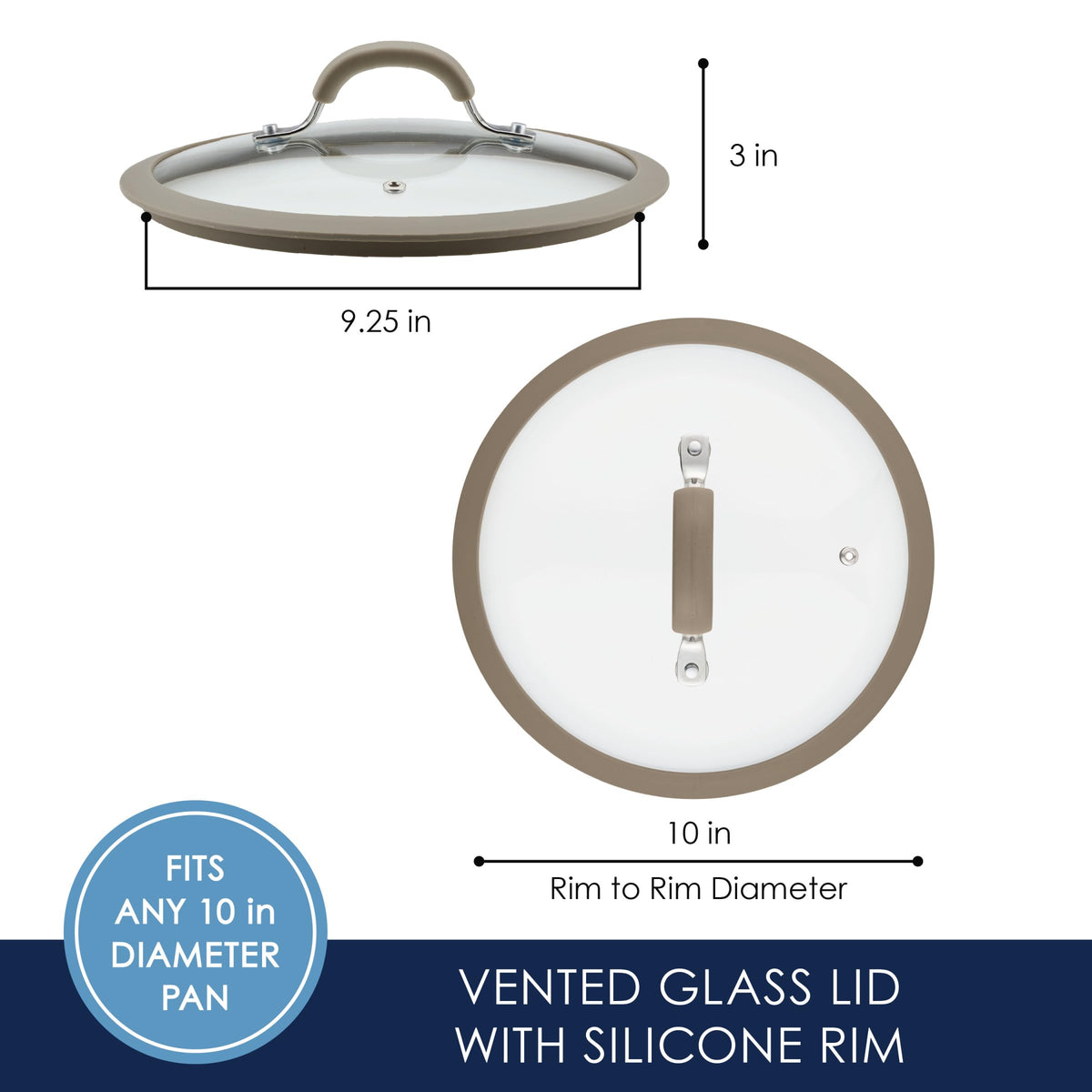 10-Inch Silicone-Rimmed Glass Lid P8834