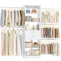 4-8 FT White Closet Organizer with 2 Drawers and 5 Hanging Rods C950486