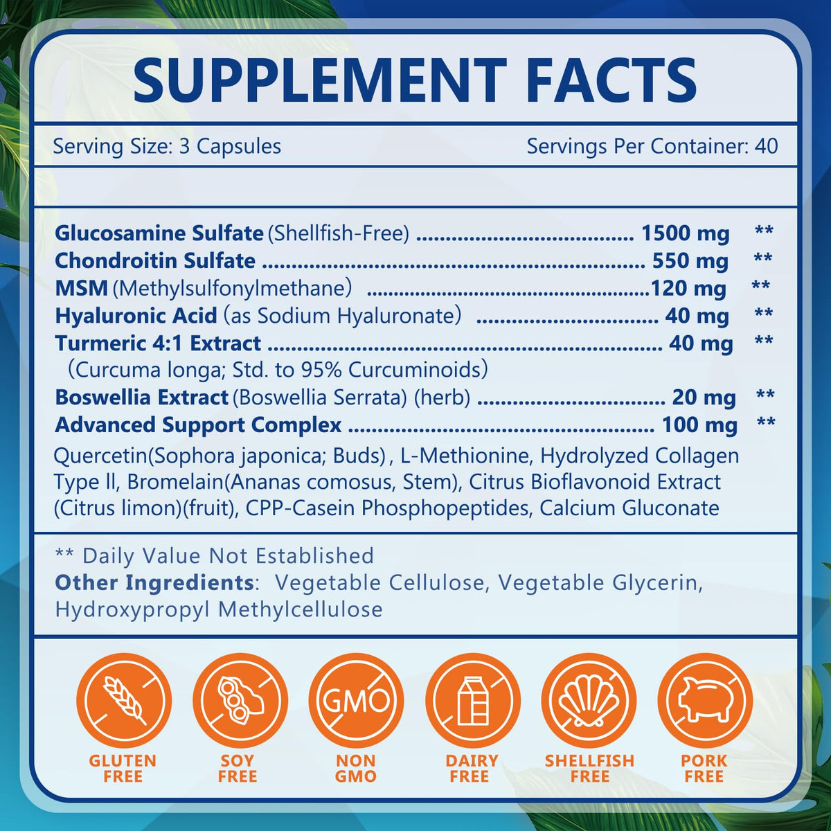Probiotics with Glucosamine Chondroitin MSM Joint Support Supplement Z99042