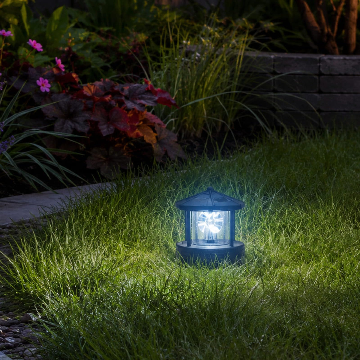 Solar Powered Rotatable LED Lighthouse F6886