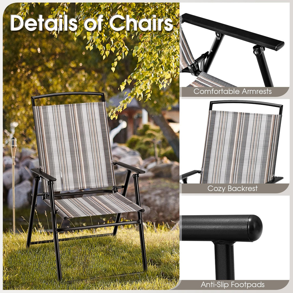 Patio Chairs Set of 2 Folding Armrests Metal Frame E764845