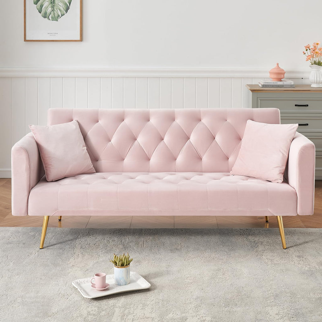 71" Velvet Convertible Sofa Bed M559816