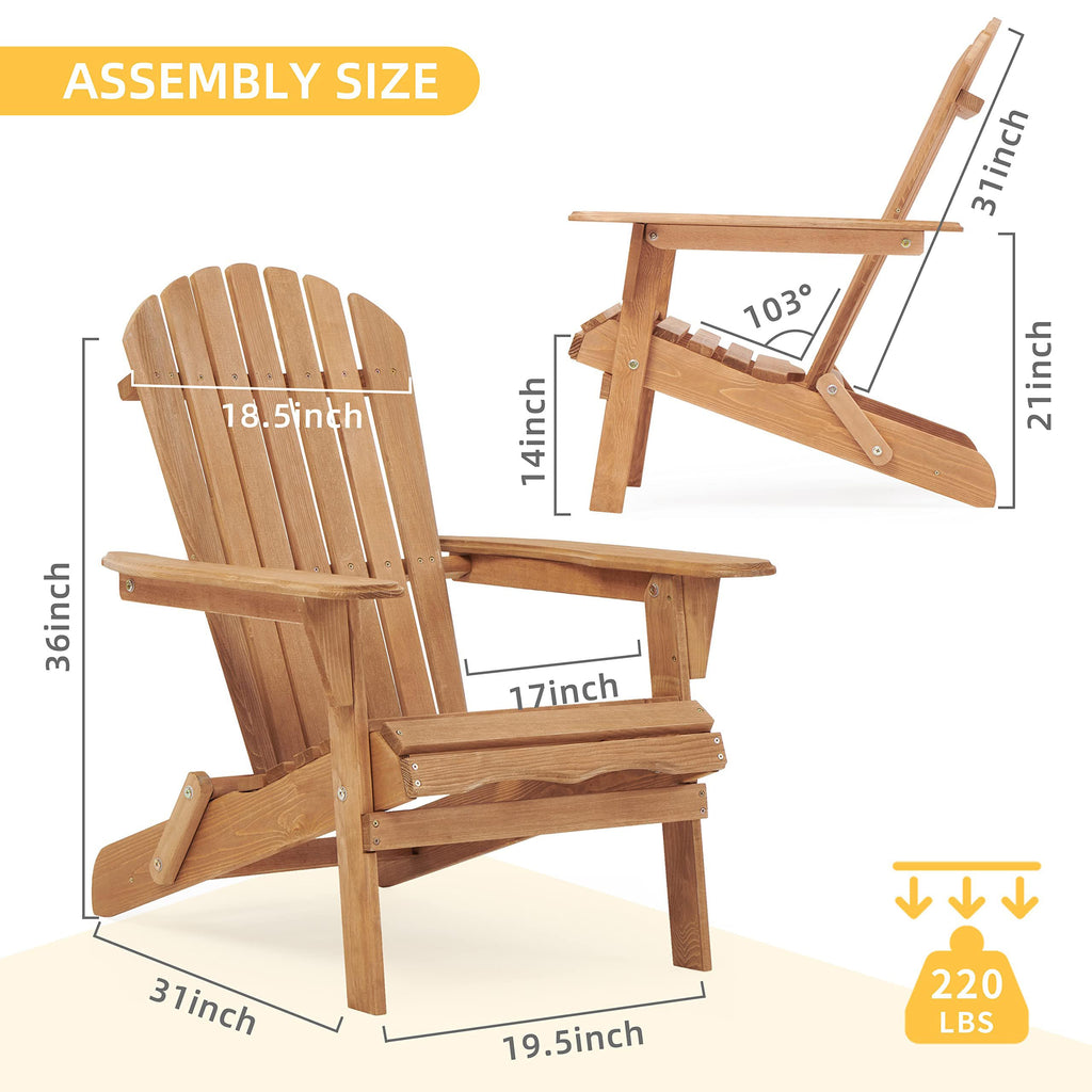 Adirondack Chair Set of 2 Wooden Folding Outdoor Chair U9732