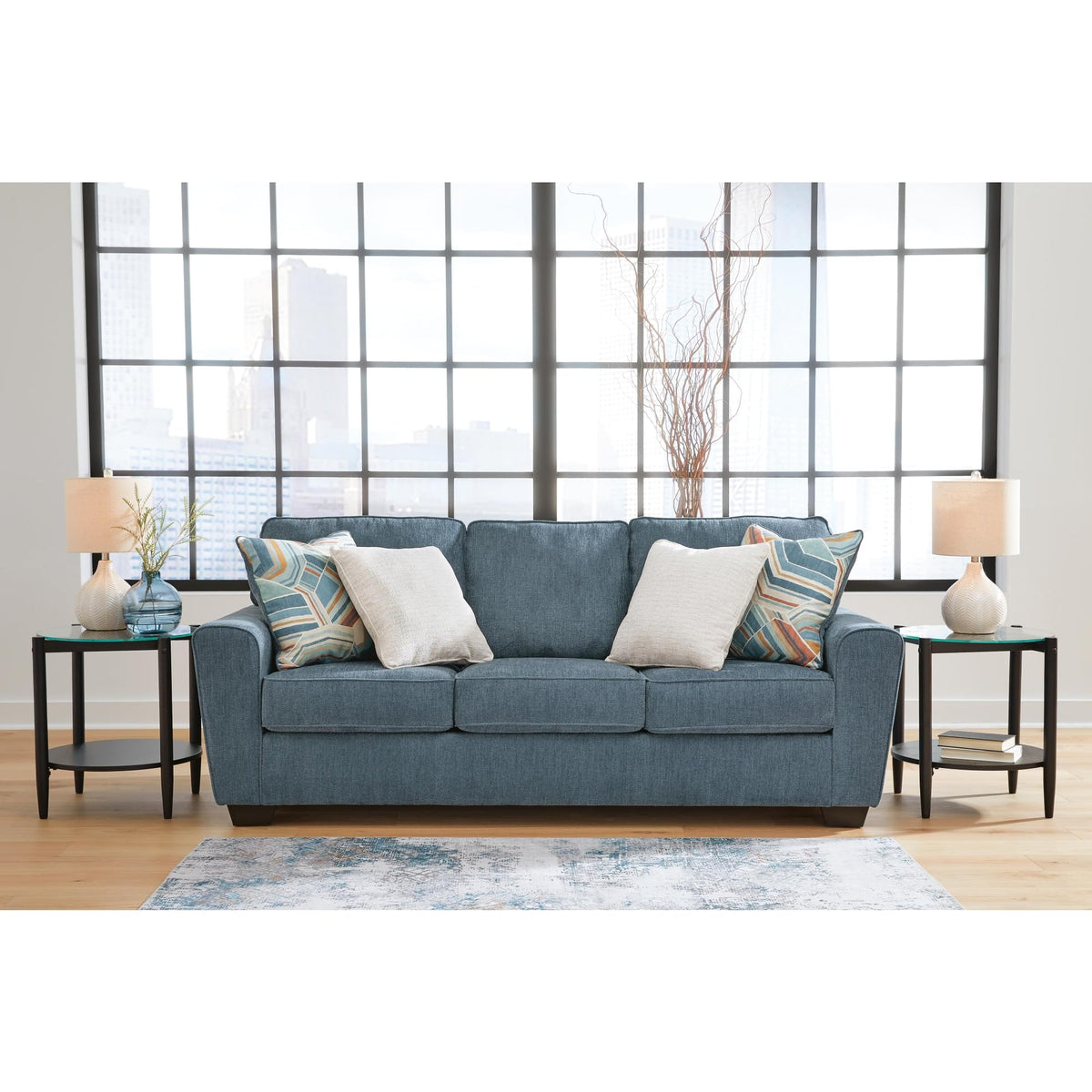 Blue Chenille 3 Seater Couch S2619