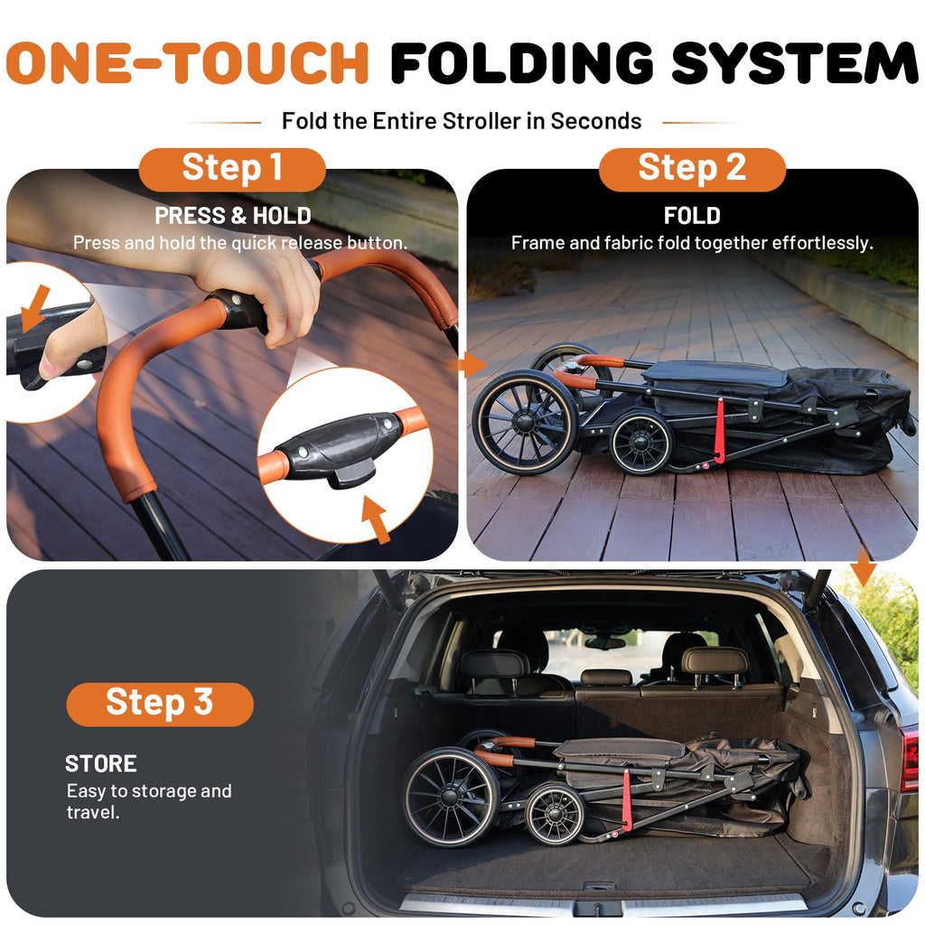 Foldable Pet Stroller up to 80 lbs with All-Terrain Wheels F156