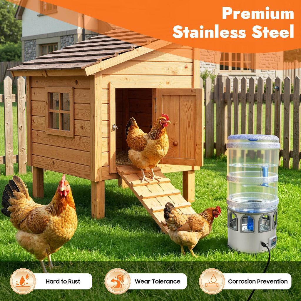 80W Heated Poultry Chicken Waterer 5 Gallon L569
