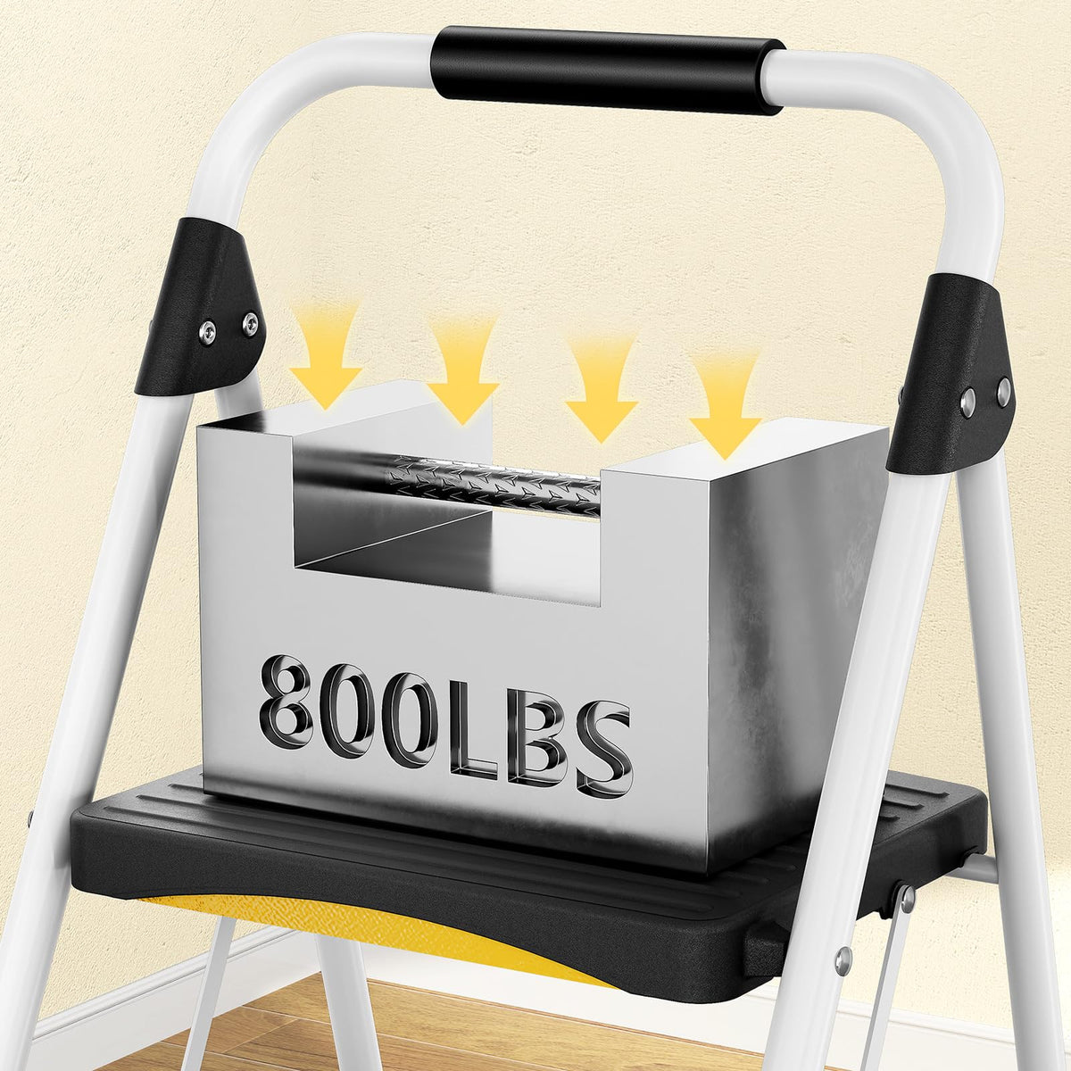 4 Step White Folding Step Stool R349