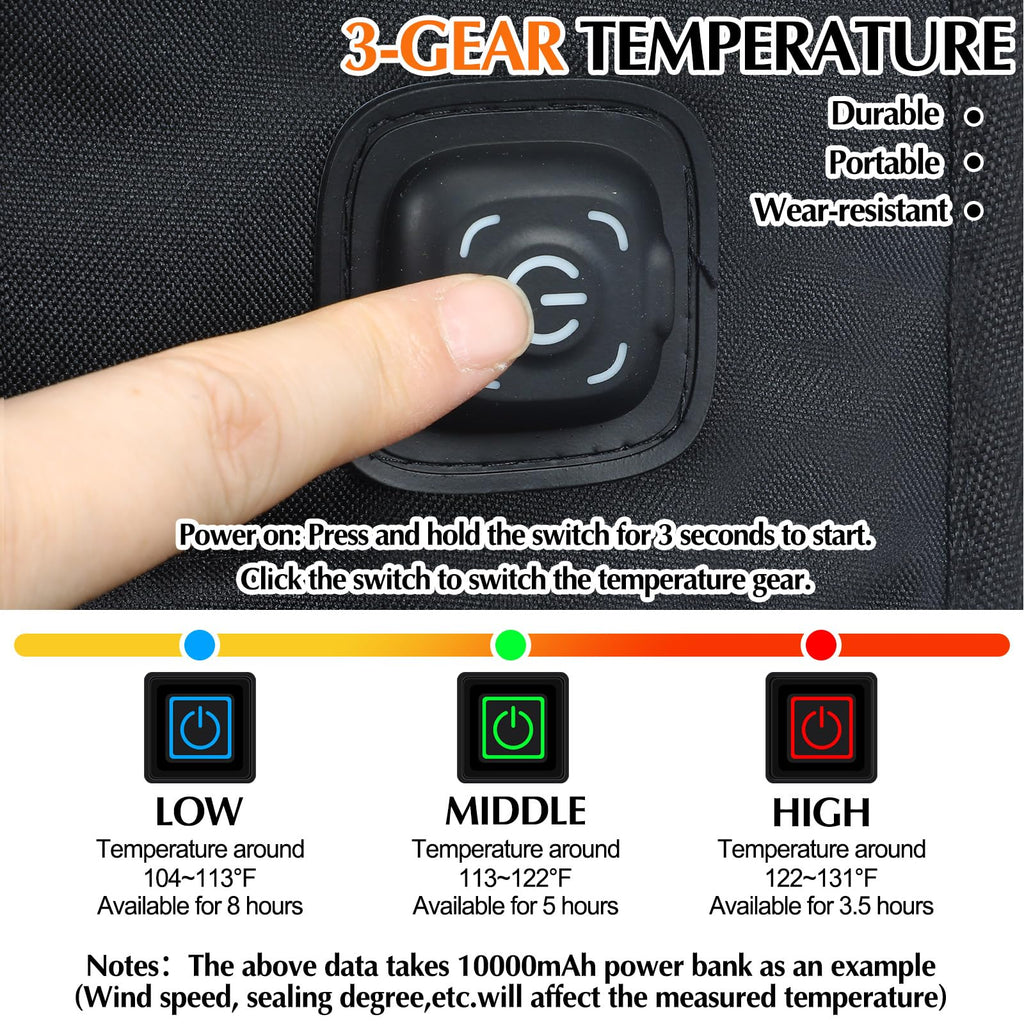 Black 2 Pcs USB Portable Heated Seat Cushion with Back Support M718