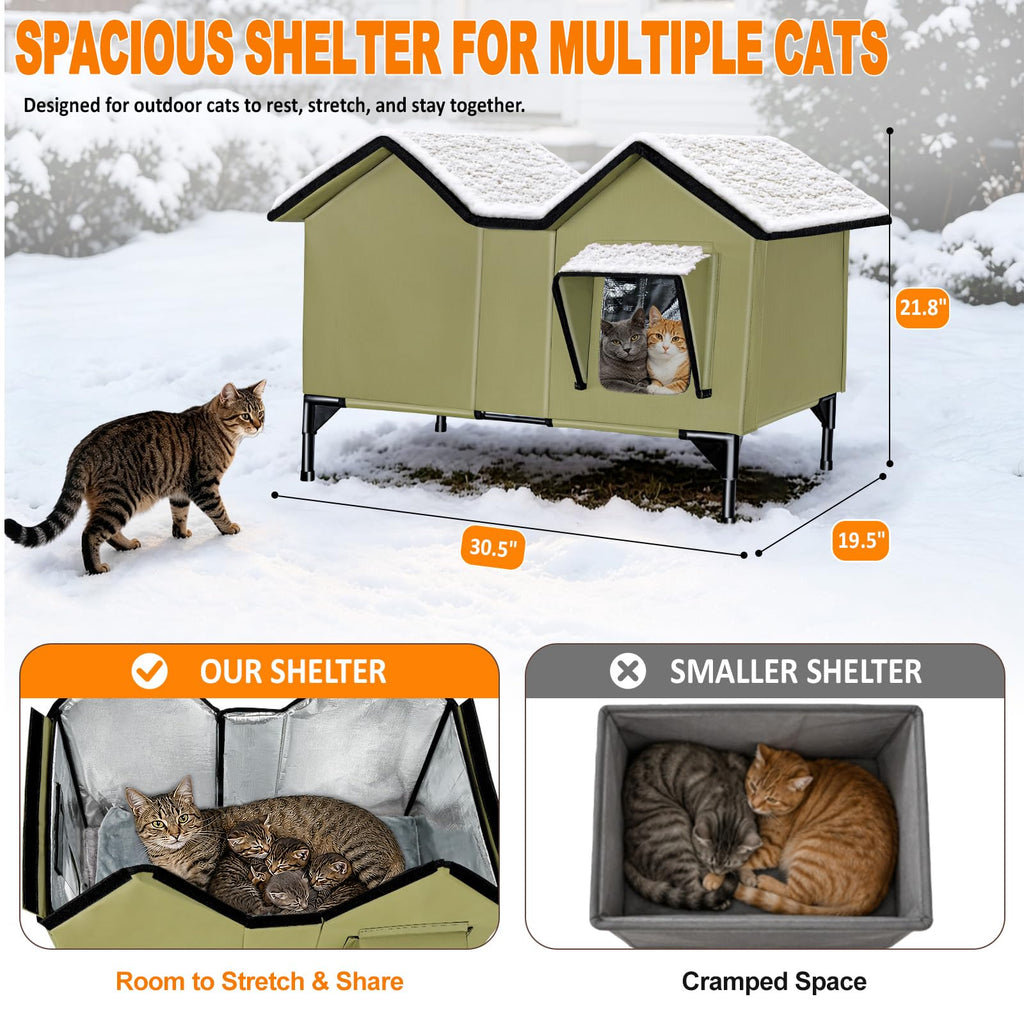Heated Weatherproof Insulated Outdoor Cat House with Heating Pad V663