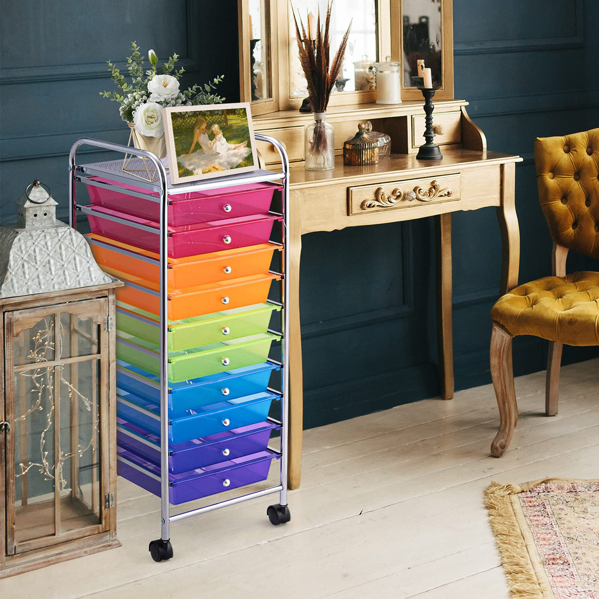 10 Drawer Rolling Storage Cart with Wheels Q433