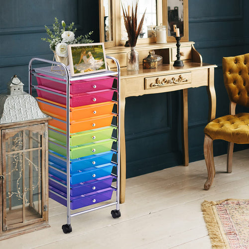 10 Drawer Rolling Storage Cart with Wheels Q433
