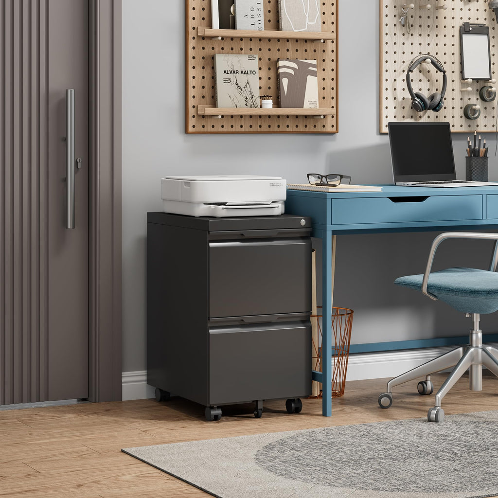 2 Drawer Mobile File Cabinet with Lock X448