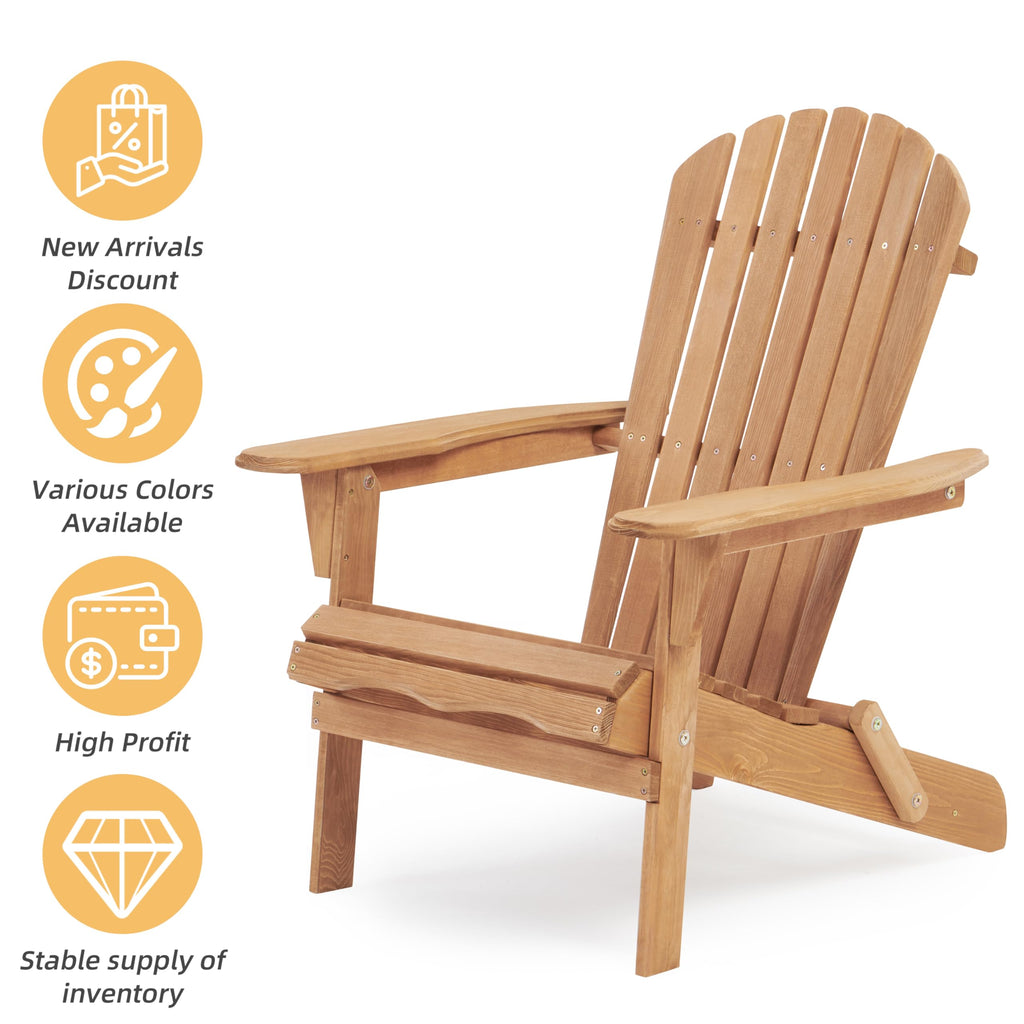 Adirondack Chair Set of 2 Wooden Folding Outdoor Chair U9732