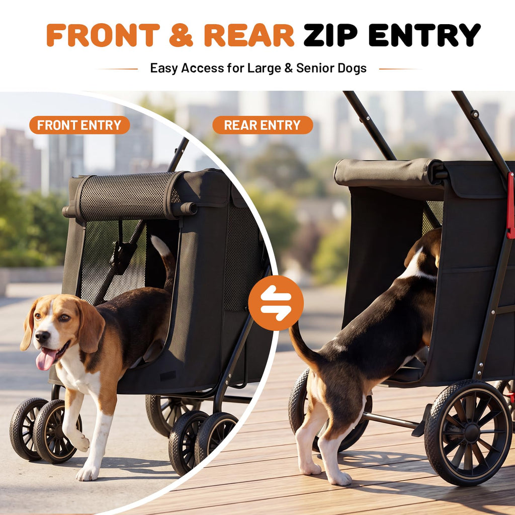 Foldable Pet Stroller up to 80 lbs with All-Terrain Wheels F156