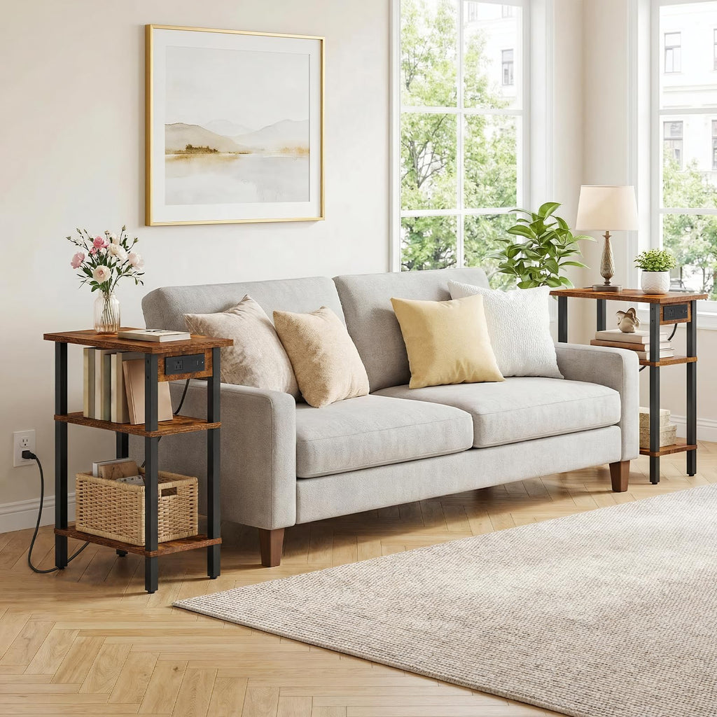 Narrow 3-Tier Side Table with Charging Station X288270