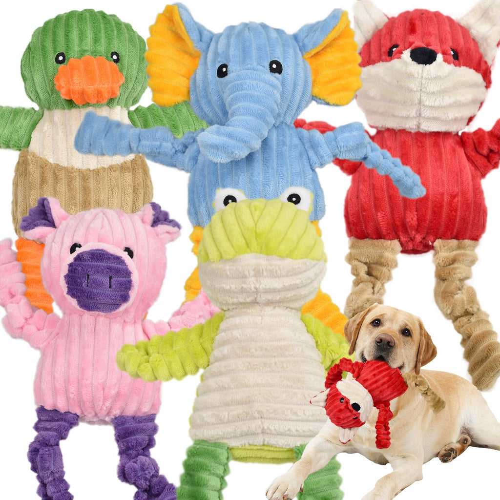 5 Pack Stuffed Squeaky Plush Dog Toys R3385