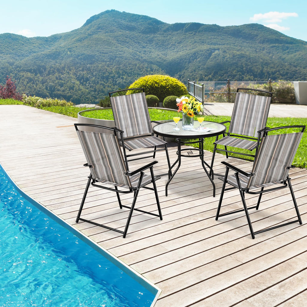 Patio Chairs Set of 2 Folding Armrests Metal Frame E764845
