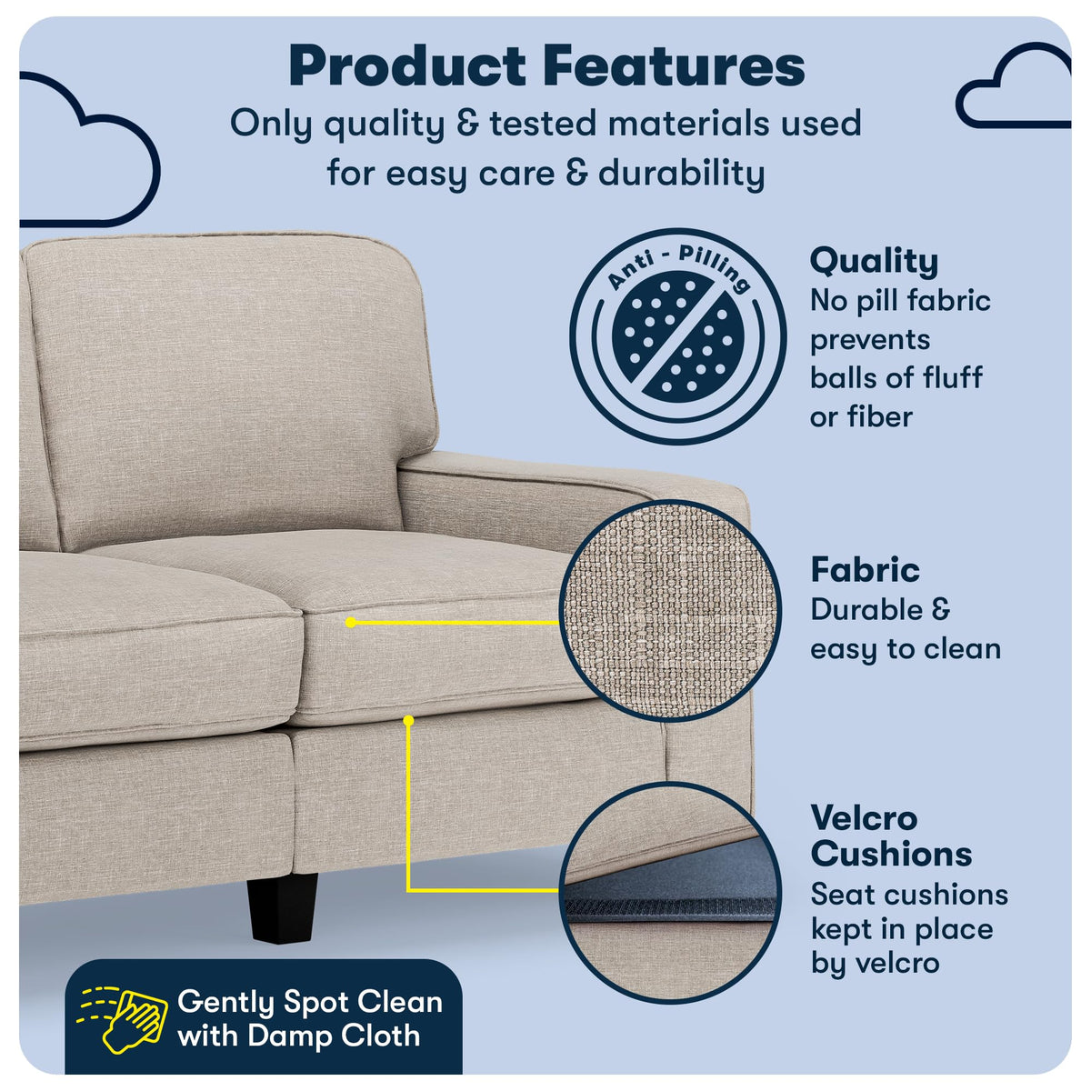 Light Gray Polyester Sofa E46813