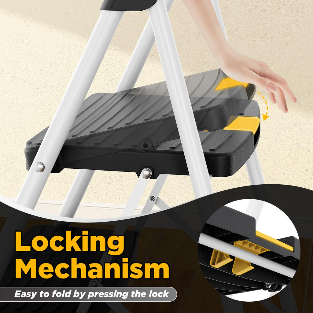 4 Step White Folding Step Stool R349